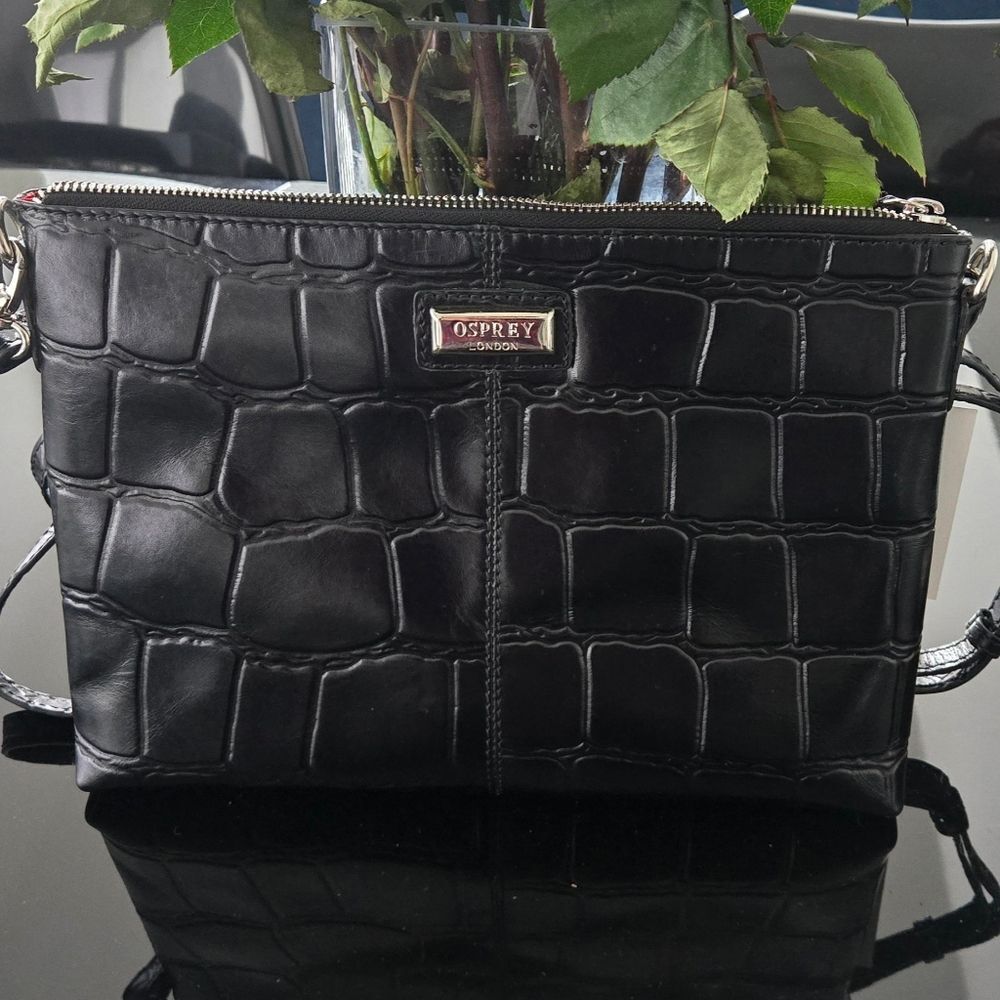 Osprey Black Amalia Clutch -  Big Croc Crossbody NWT.